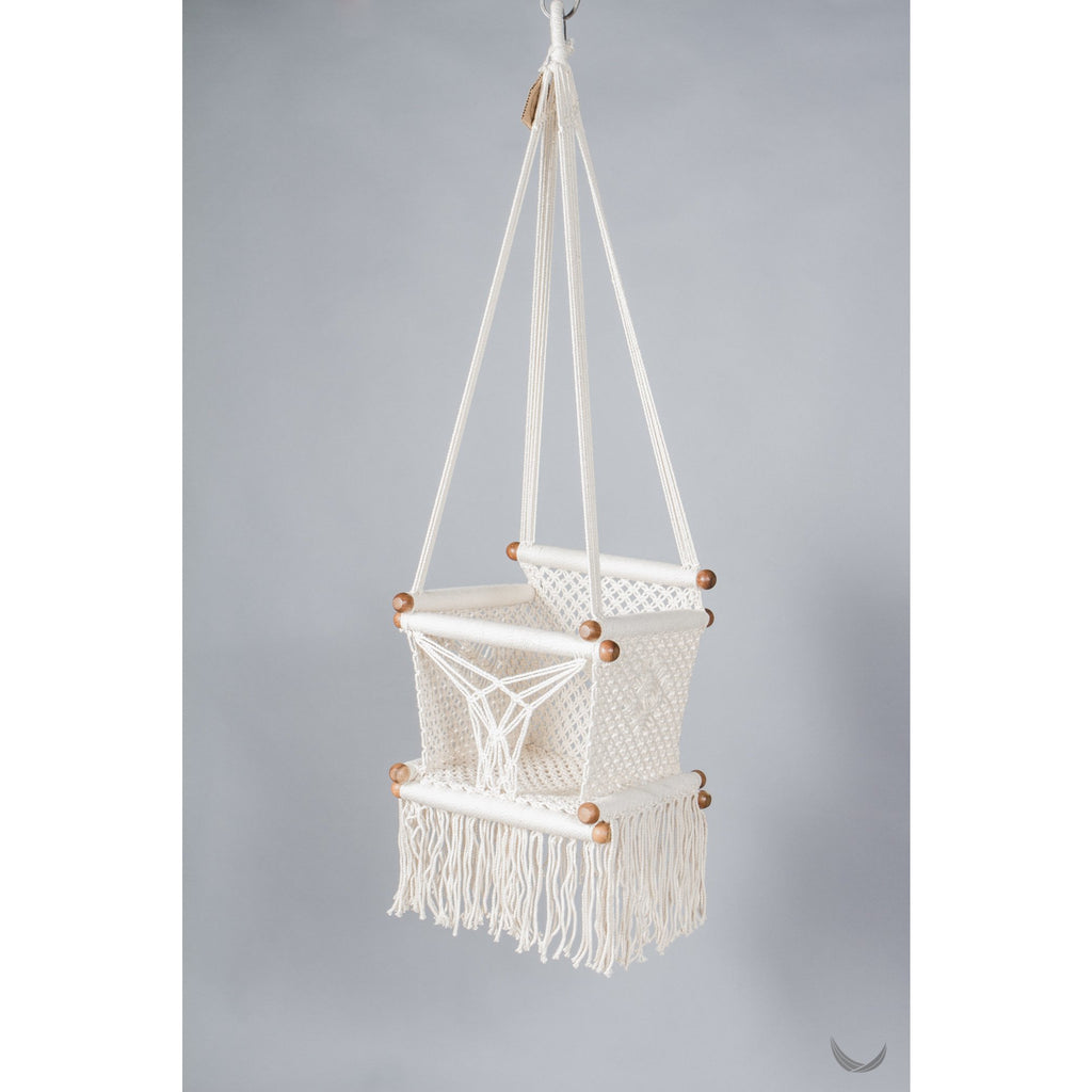 Macrame Hanging Baby Swing - White